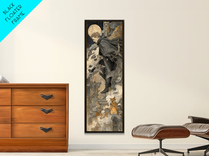 The Bat Prince, Danse Macabre Art, Tall Narrow Wall Art, Dark Fantasy Wall Art, Canvas Print, Halloween Wall Art