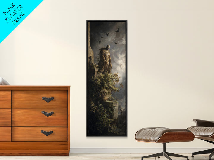 The Bat Prince, Baroque Witchcraft Art, Tall Narrow Wall Art, Gothic Horror Wall Art, Framed Canvas Print, Halloween Wall Art