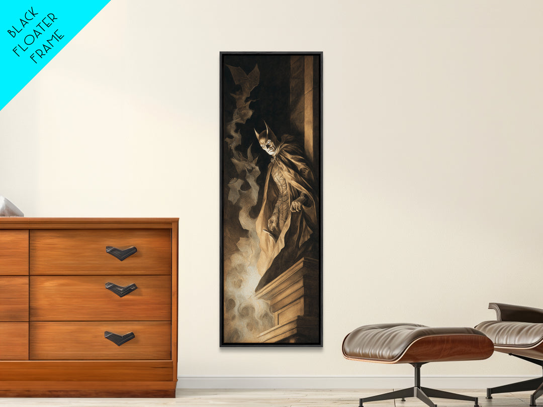 The Bat Prince, Gothic Nightmare Art, Tall Narrow Wall Art, Gothic Horror Wall Art, Canvas Print, Halloween Wall Art, Gothic Home Decor