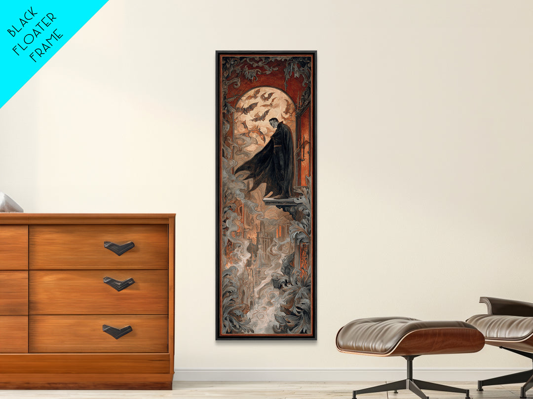 The Bat Prince, Visionary Gothic Art, Tall Narrow Wall Art, Gothic Horror Wall Art, Framed Canvas Print, Halloween Wall Art