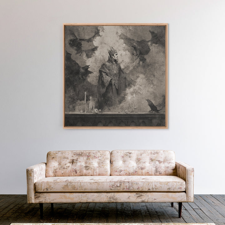 The Bat Prince, Symbolist Dream Art, Square Wall Art, Macabre Wall Art, Canvas Print, Halloween Wall Art, Dark Fantasy Art