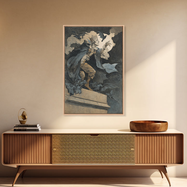 The Bat Prince, Decadent Gothic Art, Vertical Wall Art, Dark Halloween Decor, Canvas Print, Halloween Wall Art, Gothic Home Decor