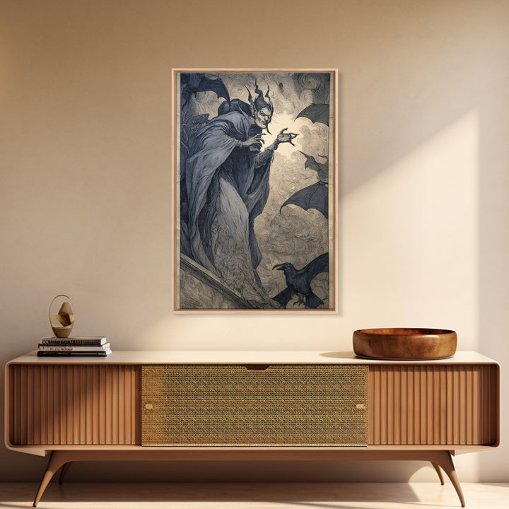 The Bat Prince, Expressionist Gothic Art, Vertical Wall Art, Macabre Wall Art, Framed Canvas Print, Halloween Wall Art, Horror Wall Art