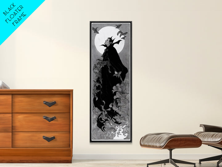 The Bat Prince, Decadent Line Art, Tall Narrow Wall Art, Gothic Horror Wall Art, Canvas Print, Halloween Wall Art