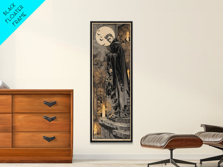 The Bat Prince, Macabre Folk Print Art, Tall Narrow Wall Art, Macabre Wall Art, Canvas Print, Halloween Wall Art