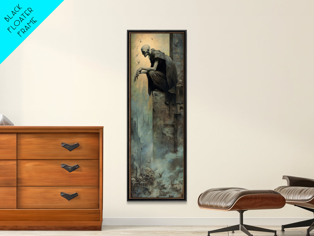 The Bat Prince, Surreal Apocalyptic Art, Tall Narrow Wall Art, Dark Fantasy Wall Art, Framed Canvas Print, Halloween Wall Art