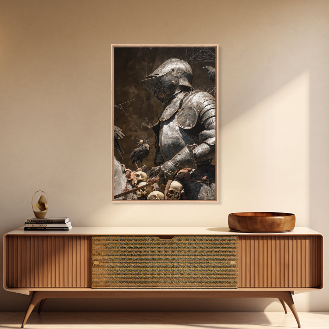 The Spider Knight, Danse Macabre Art, Vertical Wall Art, Macabre Wall Art, Canvas Print, Halloween Wall Art