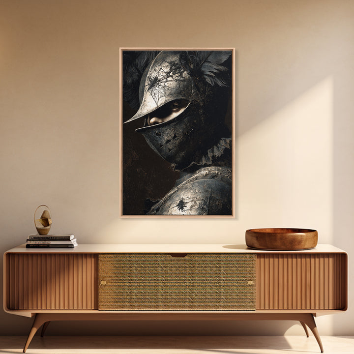 The Spider Knight, Dark Romantic Horror Art, Vertical Wall Art, Macabre Wall Art, Framed Canvas Print, Halloween Wall Art