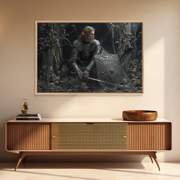 The Spider Knight, Symbolist Gothic Landscape, Landscape Wall Art, Gothic Horror Wall Art, Canvas Print, Halloween Wall Art