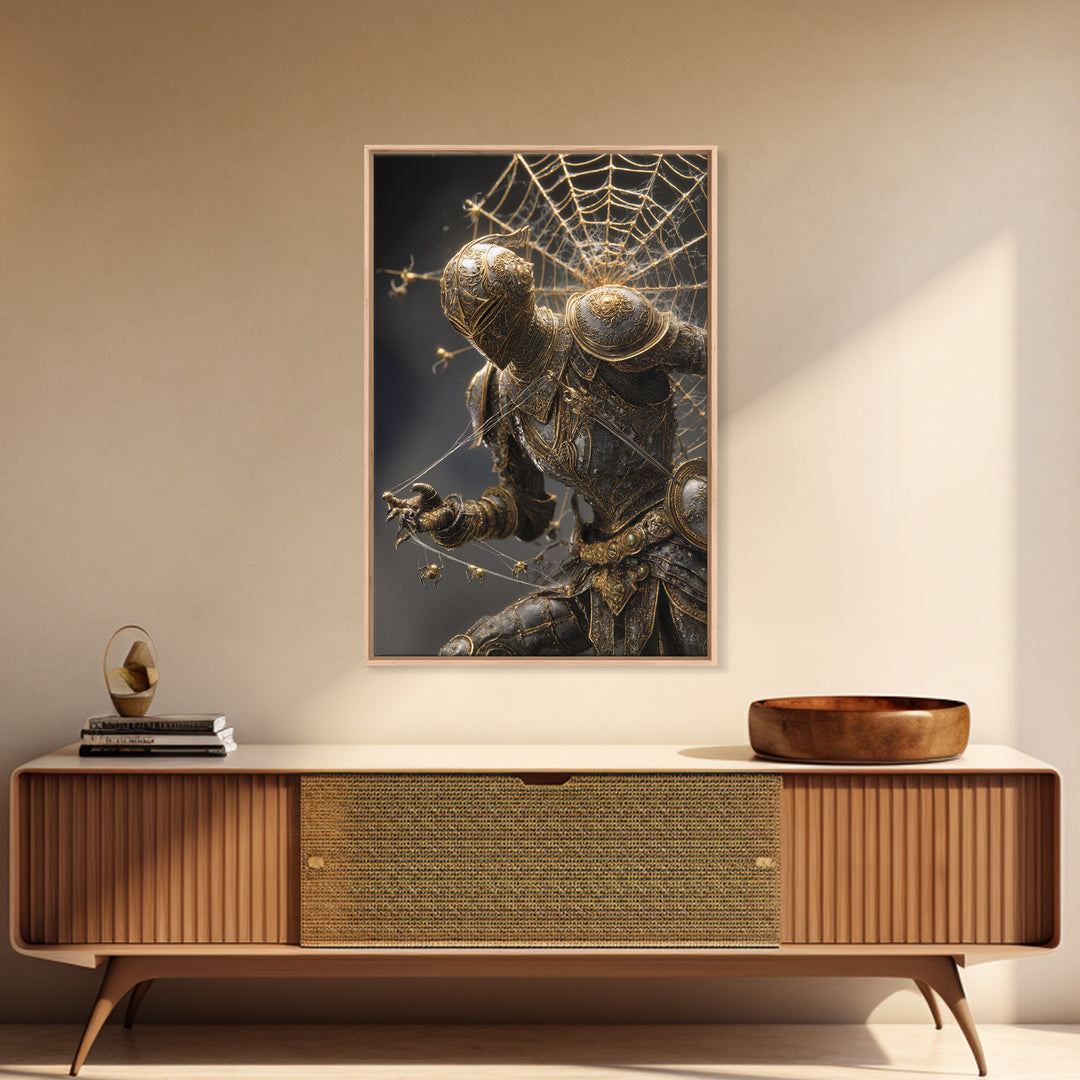 The Spider Knight, Ornate Symbolist Art, Vertical Wall Art, Macabre Wall Art, Canvas Print, Halloween Wall Art, Halloween Decor