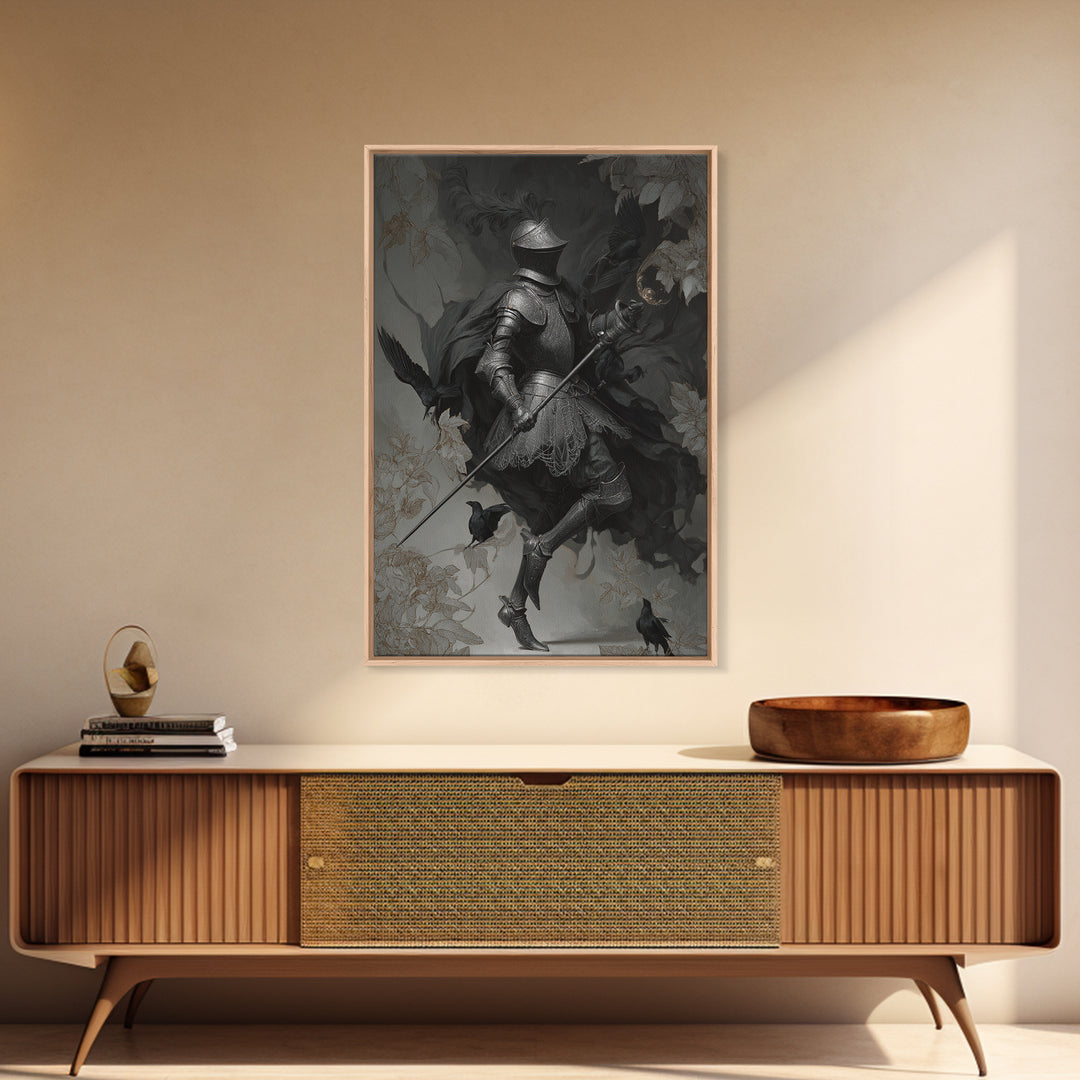 The Spider Knight, Decadent Gothic Art, Vertical Wall Art, Dark Fantasy Wall Art, Framed Canvas Print, Halloween Wall Art