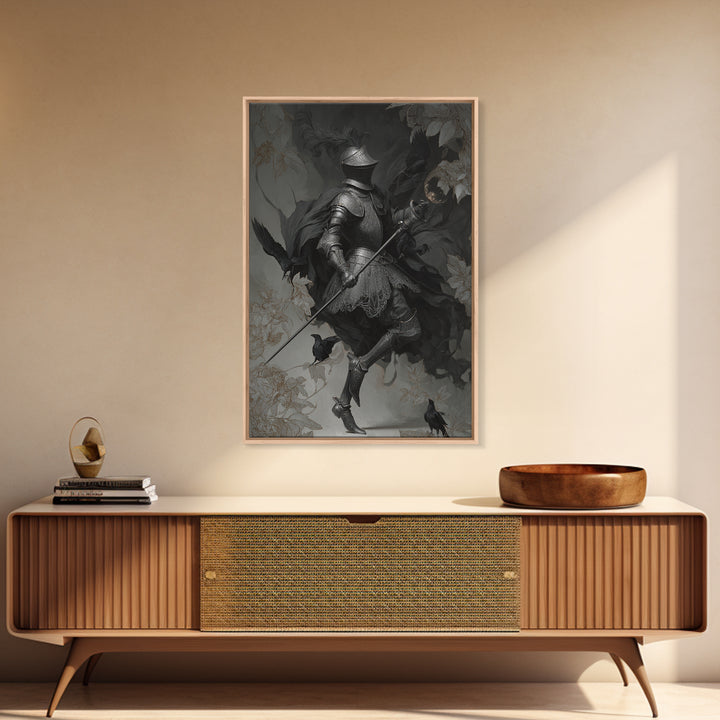 The Spider Knight, Decadent Gothic Art, Vertical Wall Art, Dark Fantasy Wall Art, Framed Canvas Print, Halloween Wall Art