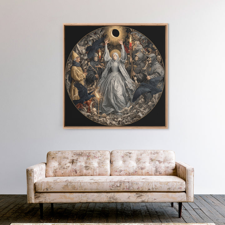 The Moon Priestess, Danse Macabre Art, Square Wall Art, Dark Halloween Decor, Framed Canvas Print, Halloween Wall Art
