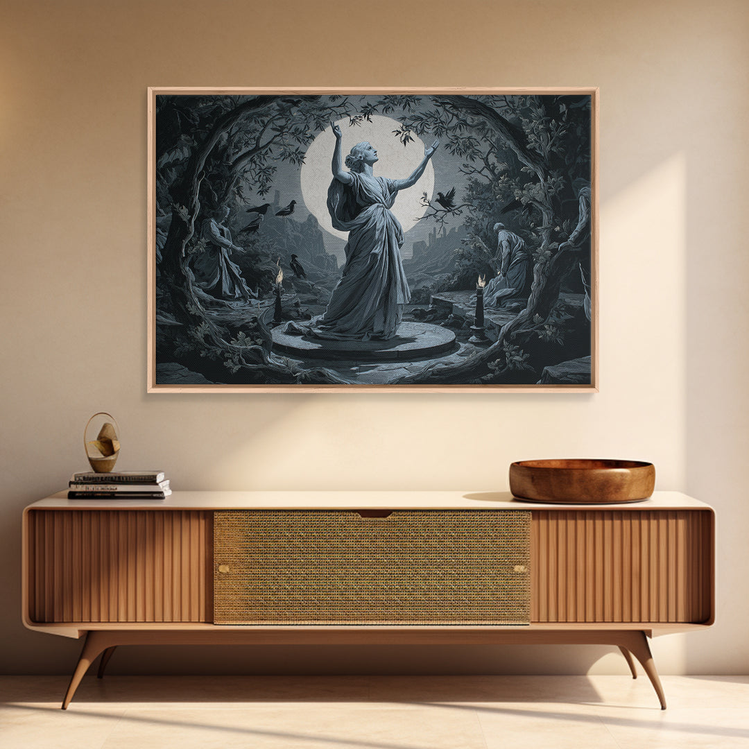 The Moon Priestess, Romantic Gothic Landscape, Landscape Wall Art, Macabre Wall Art, Canvas Print, Halloween Wall Art