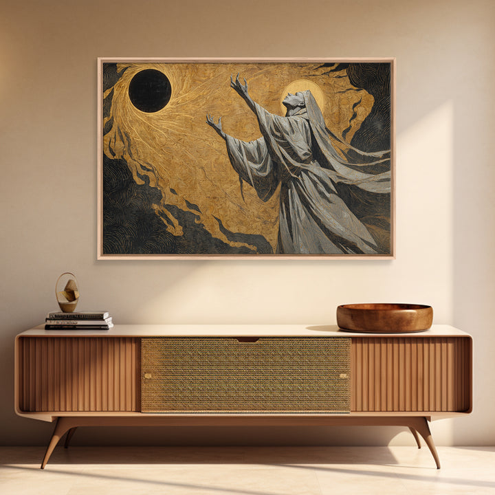 The Moon Priestess, Expressionist Gothic Art, Landscape Wall Art, Dark Halloween Decor, Canvas Print, Halloween Wall Art