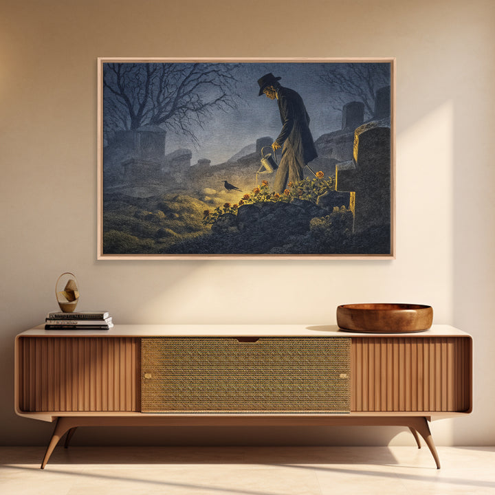 The Graveyard Gardener, Romantic Gothic Landscape, Landscape Wall Art, Dark Halloween Decor, Canvas Print, Halloween Wall Art