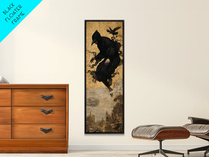 The Crow-Masked Assassin, Medieval Grotesque Art, Tall Narrow Wall Art, Gothic Horror Wall Art, Canvas Print, Halloween Wall Art