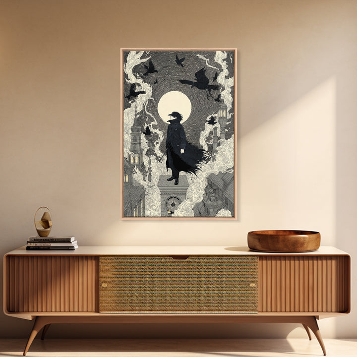 The Crow-Masked Assassin, Victorian Macabre Art, Vertical Wall Art, Macabre Wall Art, Canvas Print, Halloween Wall Art