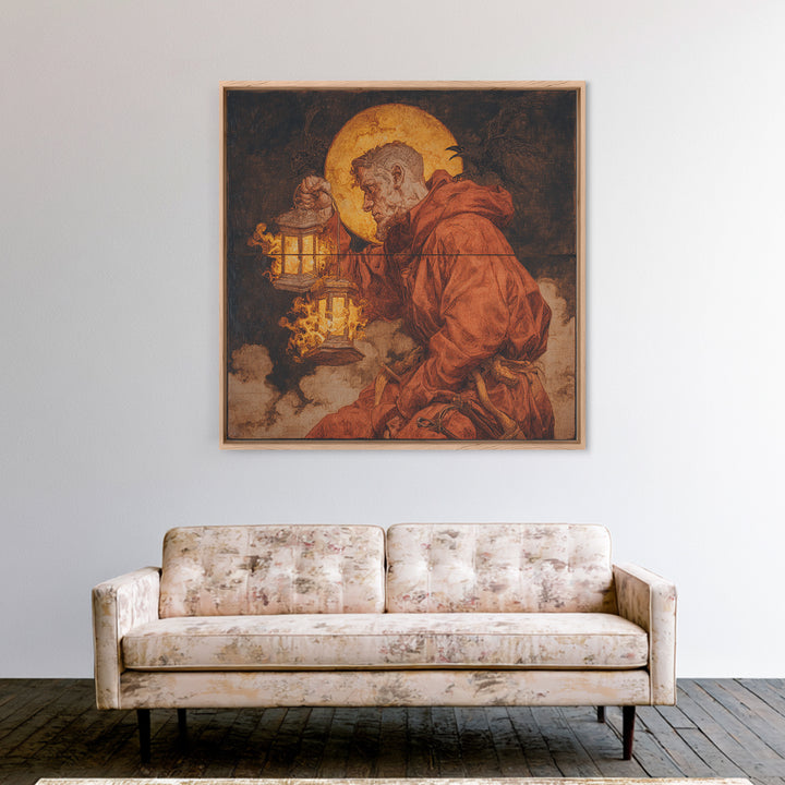 The Lantern Mage, Dark Renaissance Art, Square Wall Art, Gothic Horror Wall Art, Canvas Print, Halloween Wall Art