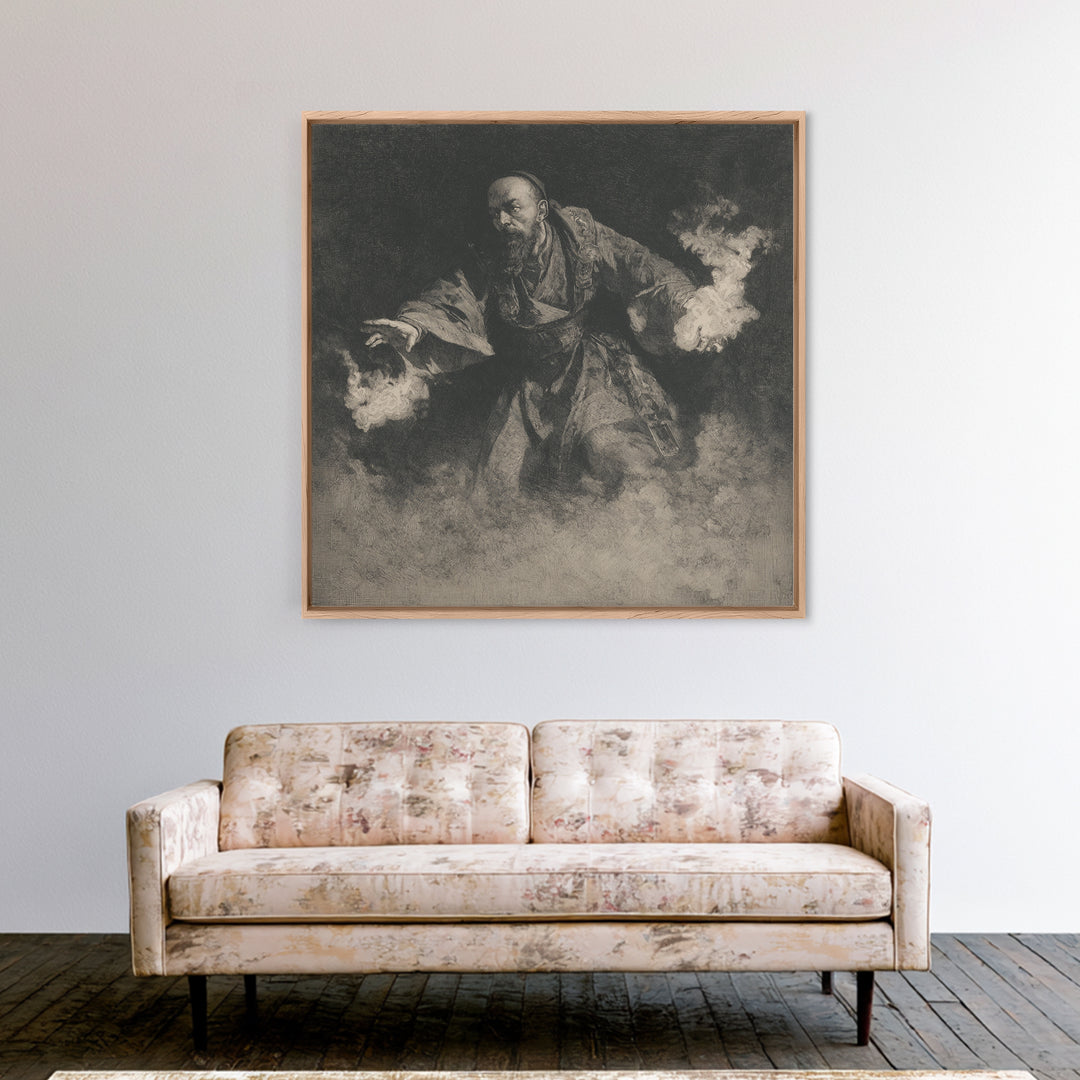 The Lantern Mage, Symbolist Dream Art, Square Wall Art, Dark Halloween Decor, Canvas Print, Halloween Wall Art, Dark Fantasy Art