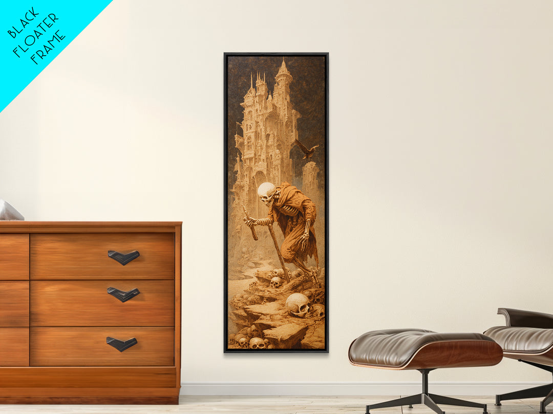 The Bone Sculptor, Surreal Apocalyptic Art, Tall Narrow Wall Art, Gothic Horror Wall Art, Canvas Print, Halloween Wall Art