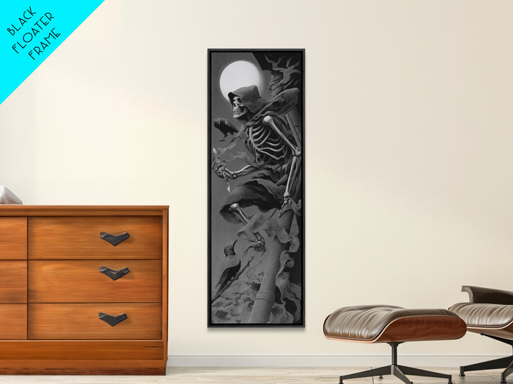 The Bone Sculptor, Biomechanical Horror Art, Tall Narrow Wall Art, Dark Fantasy Wall Art, Canvas Print, Halloween Wall Art