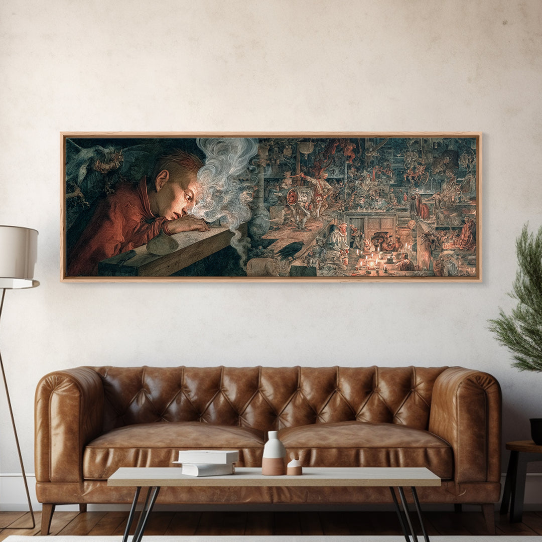 The Dream Eater, Medieval Grotesque Art, Extra Wide Wall Art, Macabre Wall Art, Canvas Print, Halloween Wall Art