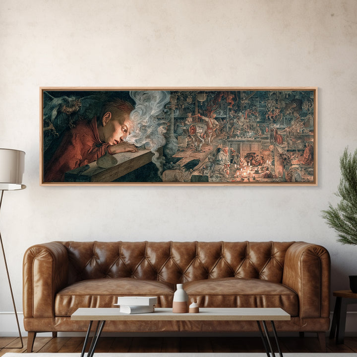 The Dream Eater, Medieval Grotesque Art, Extra Wide Wall Art, Macabre Wall Art, Canvas Print, Halloween Wall Art