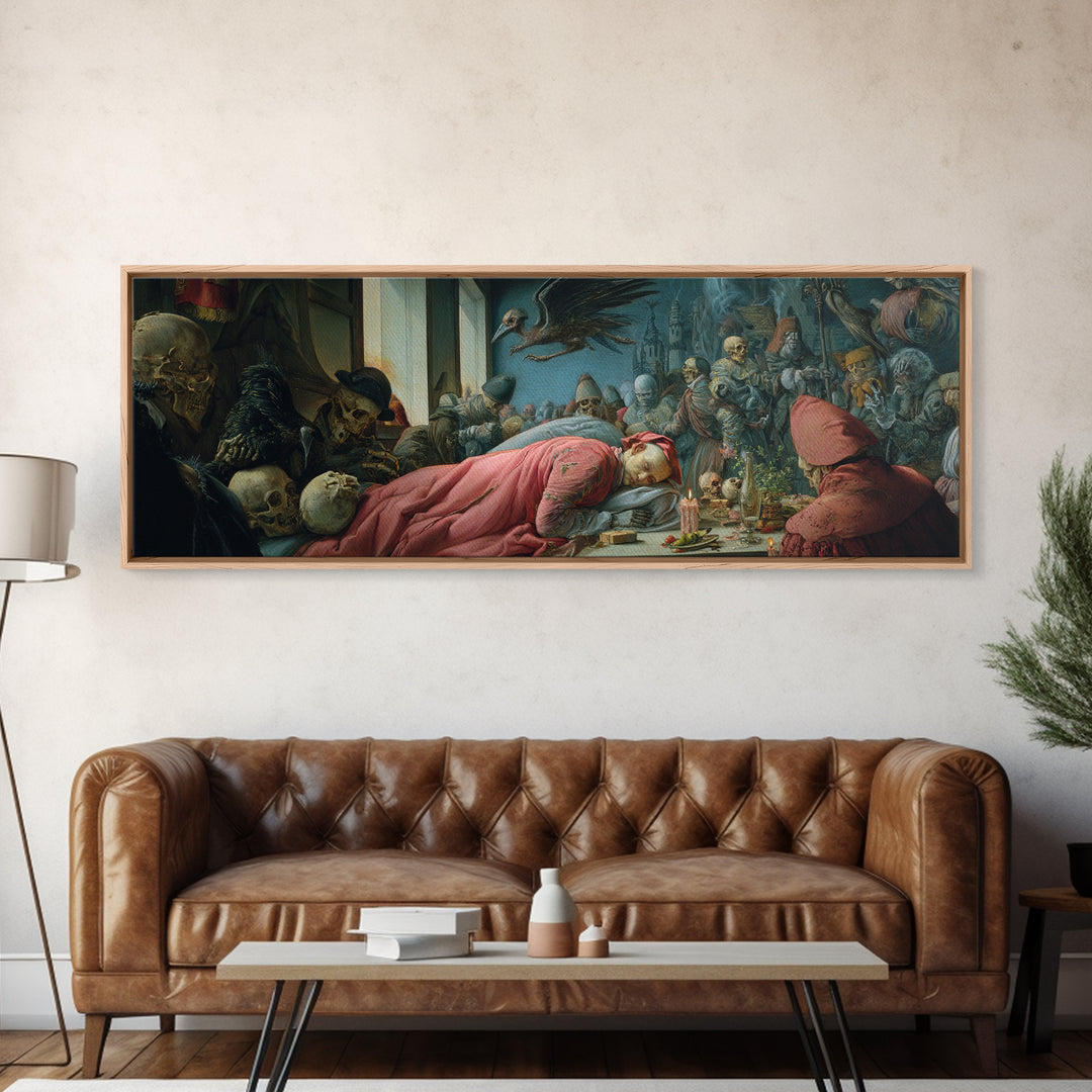 The Dream Eater, Danse Macabre Art, Extra Wide Wall Art, Dark Halloween Decor, Canvas Print, Halloween Wall Art