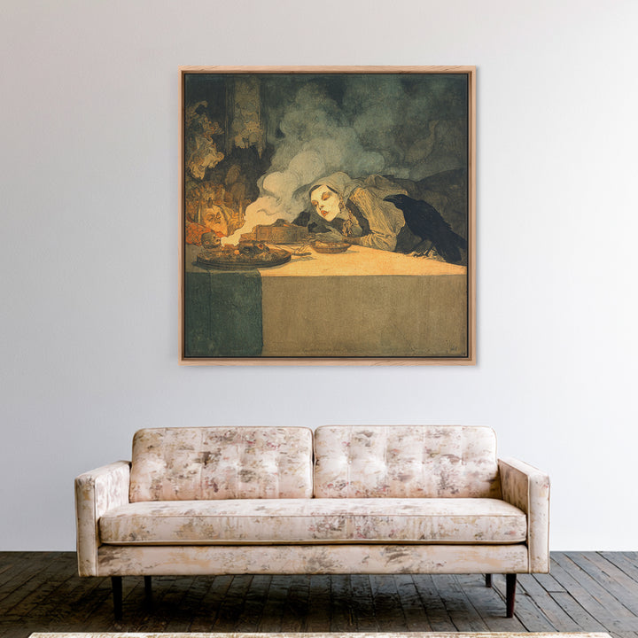 The Dream Eater, Symbolist Etching Art, Square Wall Art, Dark Fantasy Wall Art, Framed Canvas Print, Halloween Wall Art, Horror Wall Art