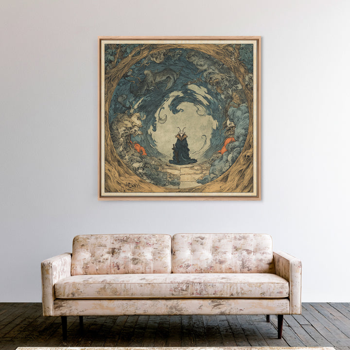 The Dream Eater, Gothic Storybook Art, Square Wall Art, Gothic Horror Wall Art, Canvas Print, Halloween Wall Art, Seasonal Home Decor