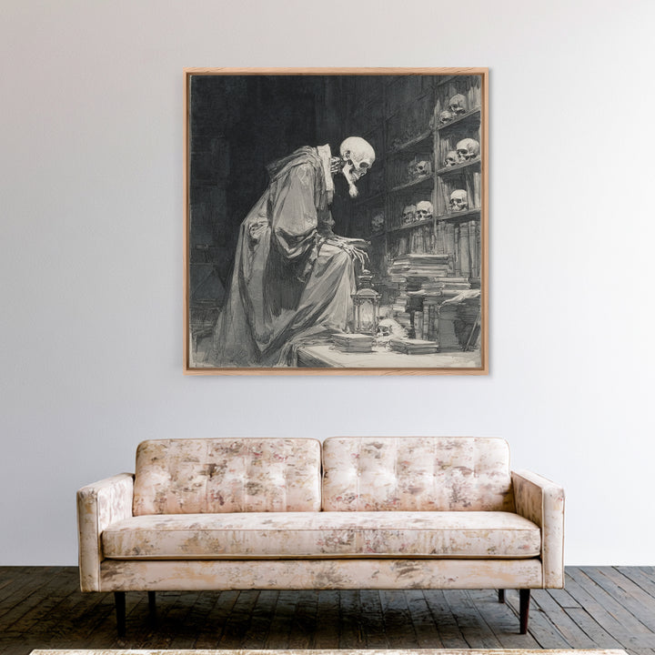The Crypt Librarian, Decadent Gothic Art, Square Wall Art, Dark Fantasy Wall Art, Canvas Print, Halloween Wall Art, Halloween Decor