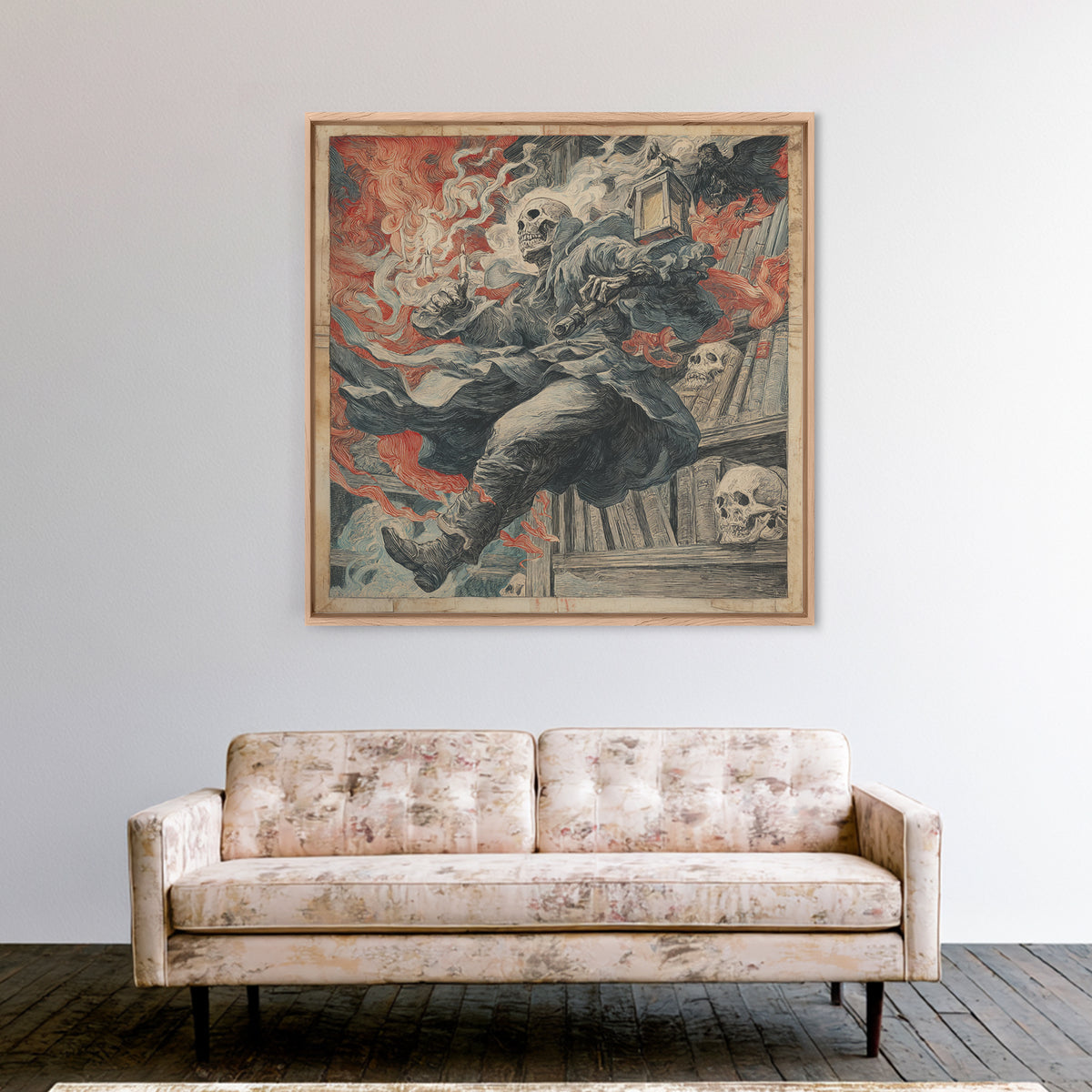 The Crypt Librarian, Grotesque Carnival Art, Square Wall Art, Dark Halloween Decor, Canvas Print, Halloween Wall Art, Statement Wall Art