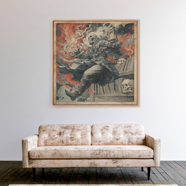 The Crypt Librarian, Grotesque Carnival Art, Square Wall Art, Dark Halloween Decor, Canvas Print, Halloween Wall Art, Statement Wall Art