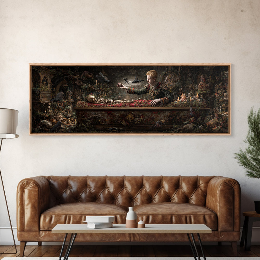 The Royal Coffin Maker, Medieval Grotesque Art, Extra Wide Wall Art, Gothic Horror Wall Art, Canvas Print, Halloween Wall Art