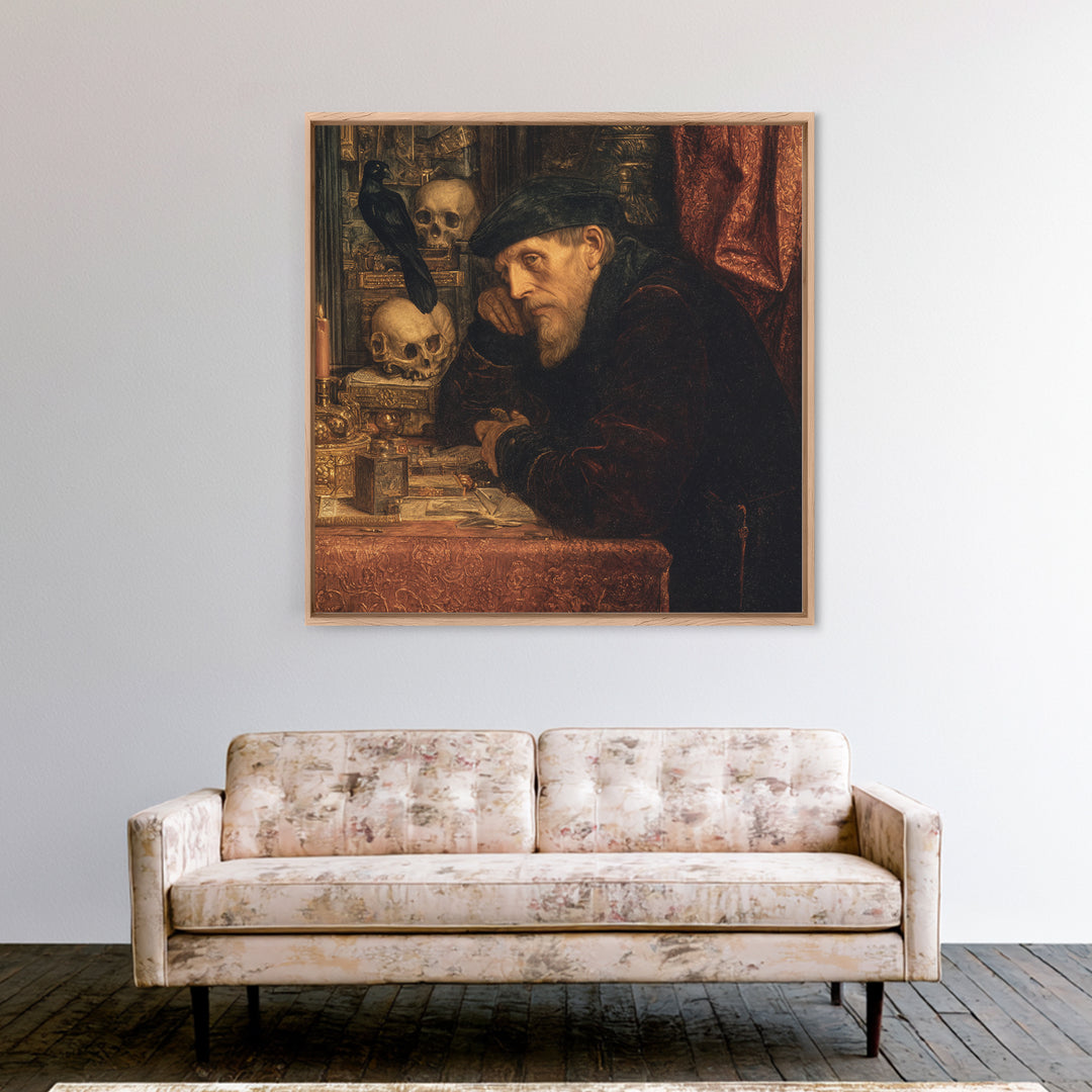 The Royal Coffin Maker, Danse Macabre Art, Square Wall Art, Dark Fantasy Wall Art, Framed Canvas Print, Halloween Decor
