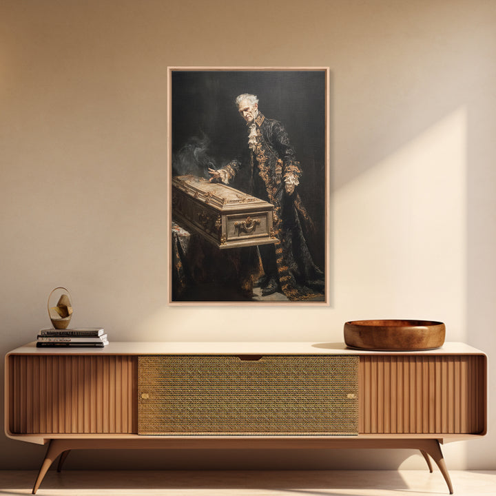 The Royal Coffin Maker, Dark Romantic Horror Art, Vertical Wall Art, Dark Halloween Decor, Framed Canvas Print, Halloween Wall Art