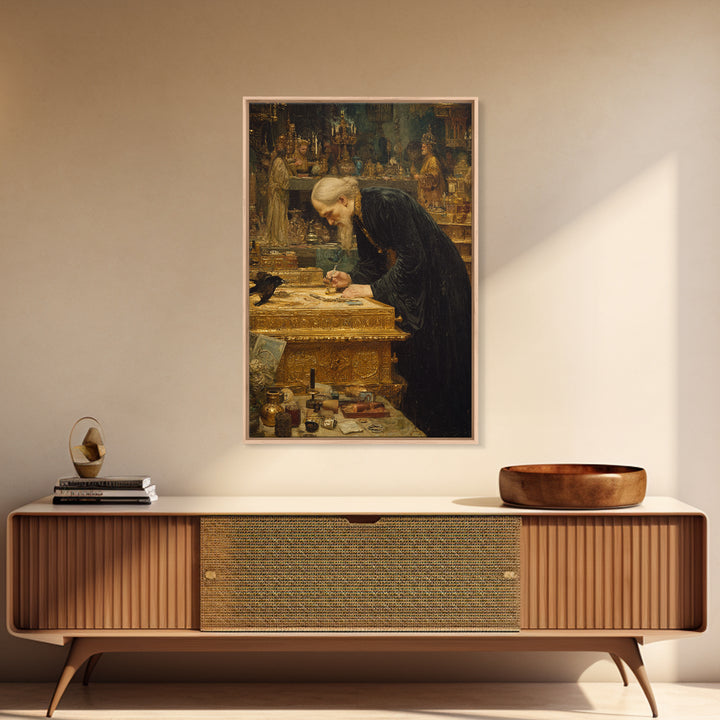 The Royal Coffin Maker, Ornate Symbolist Art, Vertical Wall Art, Dark Fantasy Wall Art, Framed Canvas Print, Halloween Wall Art