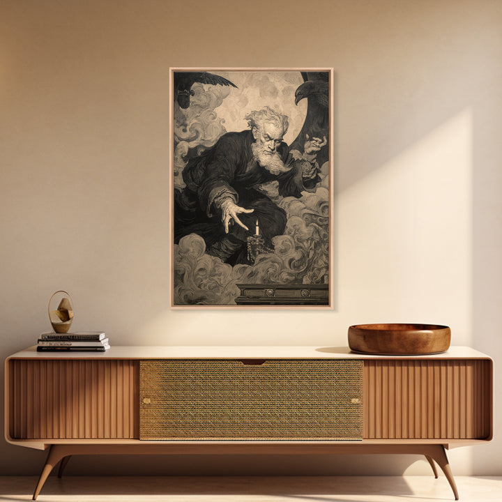 The Royal Coffin Maker, Symbolist Etching Art, Vertical Wall Art, Dark Halloween Decor, Framed Canvas Print, Halloween Wall Art