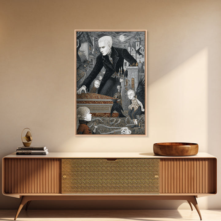The Royal Coffin Maker, Victorian Macabre Art, Vertical Wall Art, Dark Halloween Decor, Framed Canvas Print, Halloween Wall Art