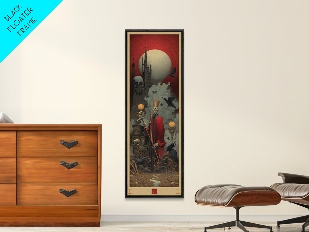 The Royal Coffin Maker, Surreal Apocalyptic Art, Tall Narrow Wall Art, Dark Fantasy Wall Art, Framed Canvas Print