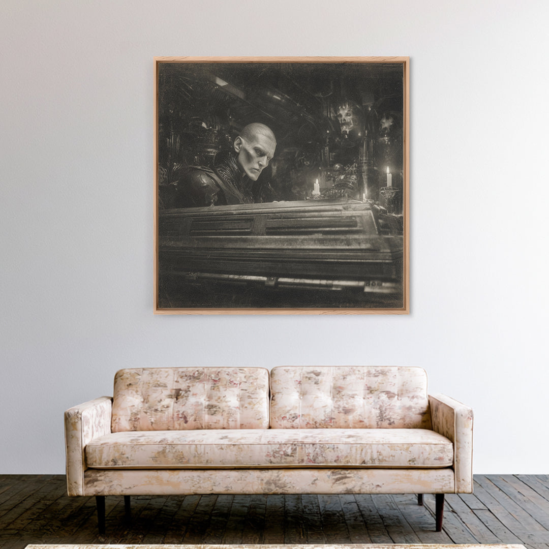 The Royal Coffin Maker, Biomechanical Horror Art, Square Wall Art, Gothic Horror Wall Art, Canvas Print, Halloween Wall Art