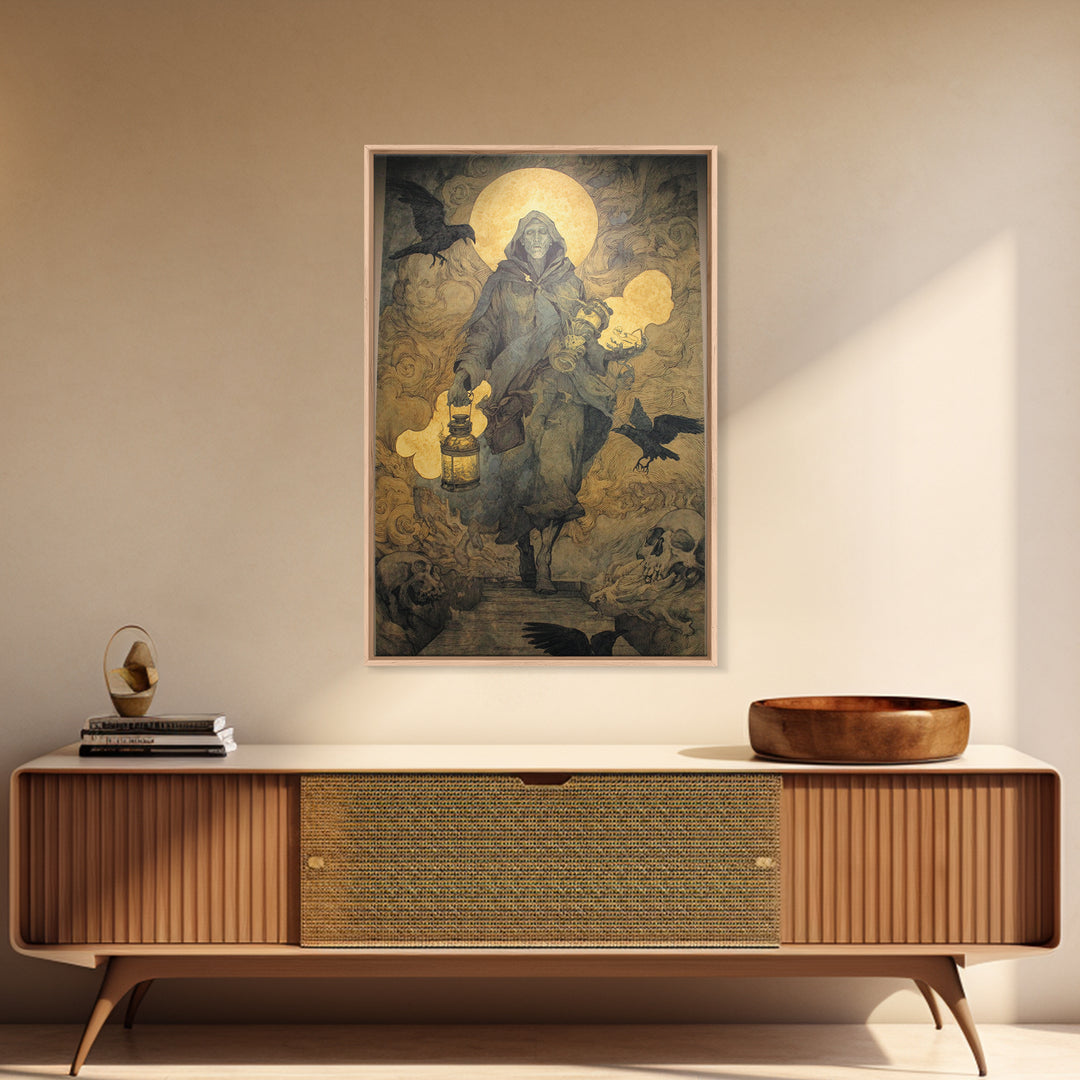 The Soul Collector, Dark Renaissance Art, Vertical Wall Art, Dark Fantasy Wall Art, Canvas Print, Halloween Wall Art