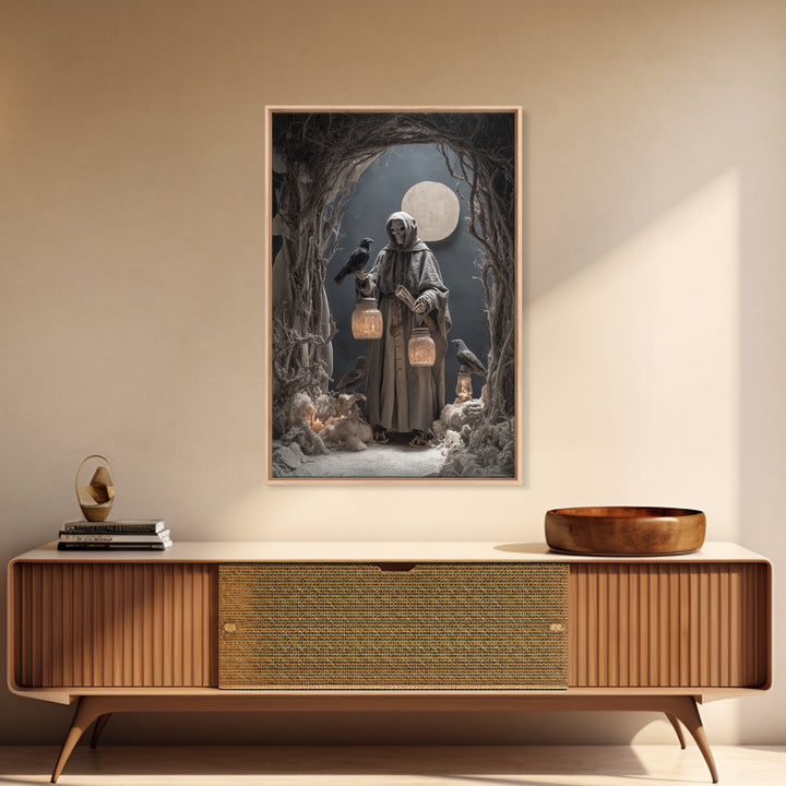 The Soul Collector, Danse Macabre Art, Vertical Wall Art, Dark Fantasy Wall Art, Framed Canvas Print, Halloween Wall Art