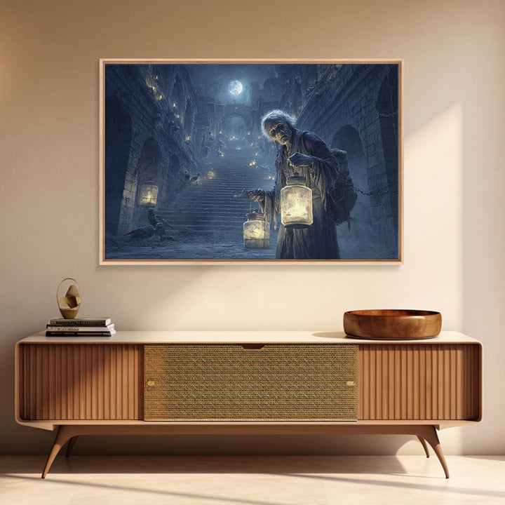The Soul Collector, Architectural Etching Art, Landscape Wall Art, Dark Fantasy Wall Art, Framed Canvas Print