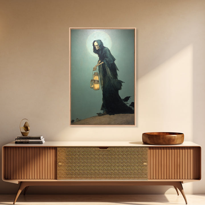 The Soul Collector, Decadent Gothic Art, Vertical Wall Art, Macabre Wall Art, Framed Canvas Print, Halloween Wall Art