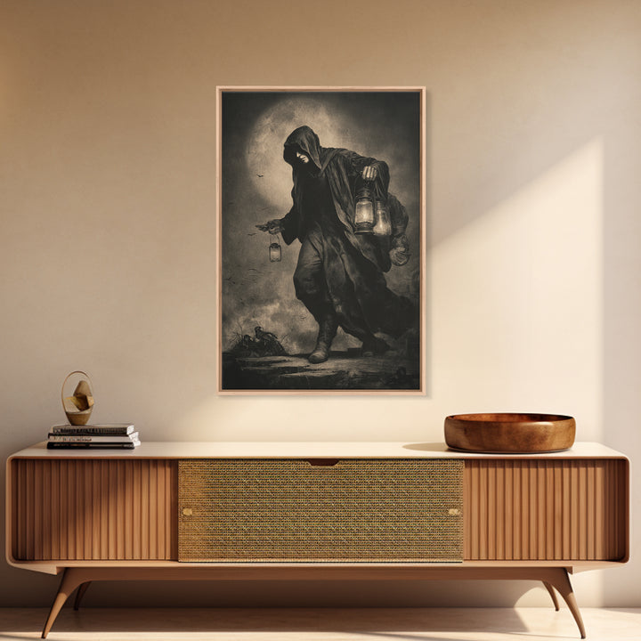 The Soul Collector, Dark Symbolist Art, Vertical Wall Art, Dark Fantasy Wall Art, Canvas Print, Halloween Wall Art
