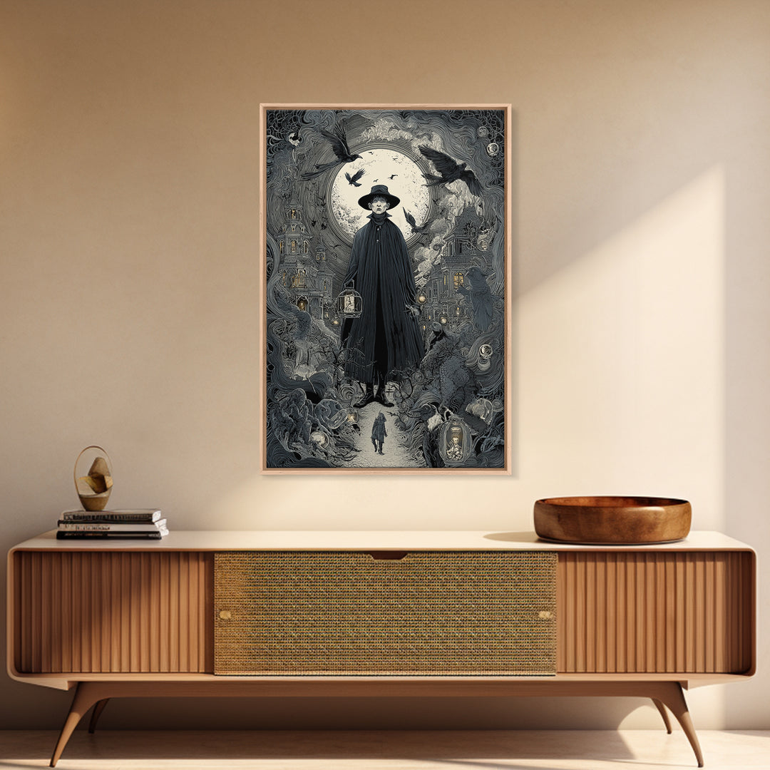 The Soul Collector, Victorian Macabre Art, Vertical Wall Art, Dark Fantasy Wall Art, Framed Canvas Print, Halloween Wall Art