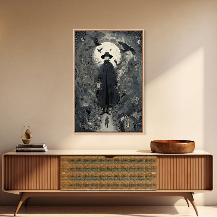 The Soul Collector, Victorian Macabre Art, Vertical Wall Art, Dark Fantasy Wall Art, Framed Canvas Print, Halloween Wall Art