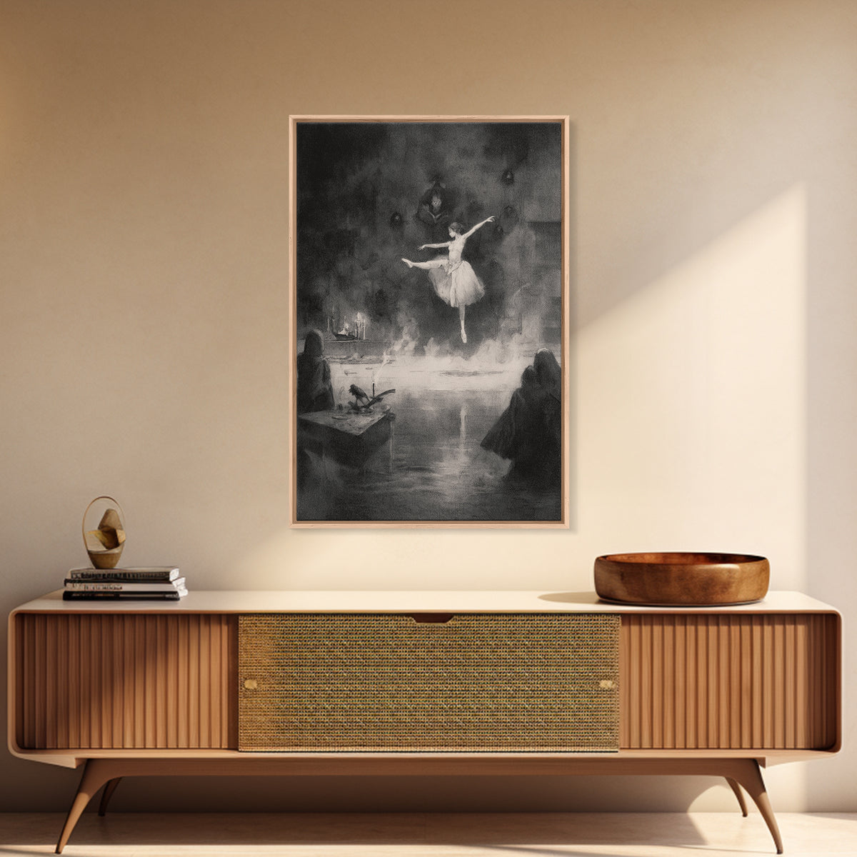 The Phantom Ballerina, Symbolist Dream Art, Vertical Wall Art, Gothic Horror Wall Art, Framed Canvas Print, Halloween Wall Art